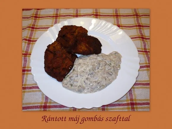 Rántott máj gombás szafttal