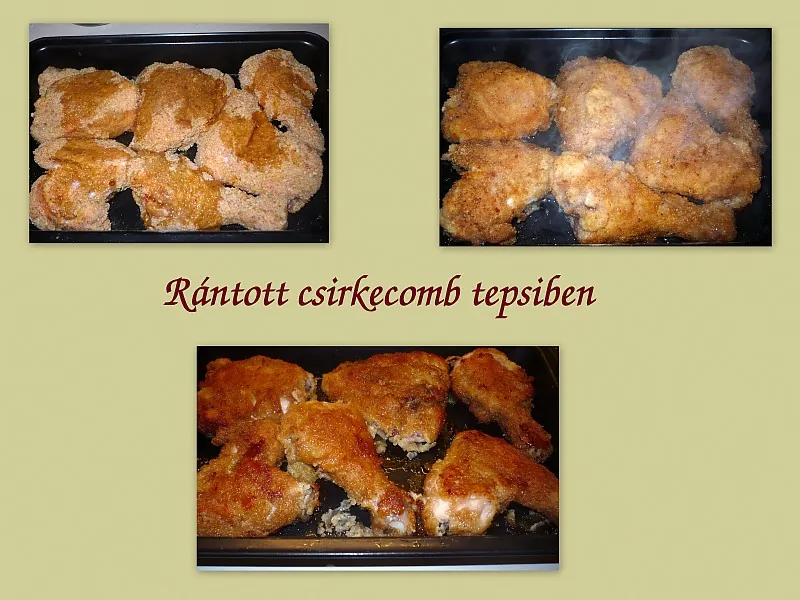 Rántott csirkecomb tepsiben